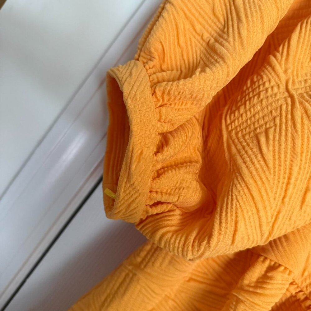 NWT Free People Women's Orange and Yellow Babydoll Puffy Sleeved Dress - Picture 5 of 9